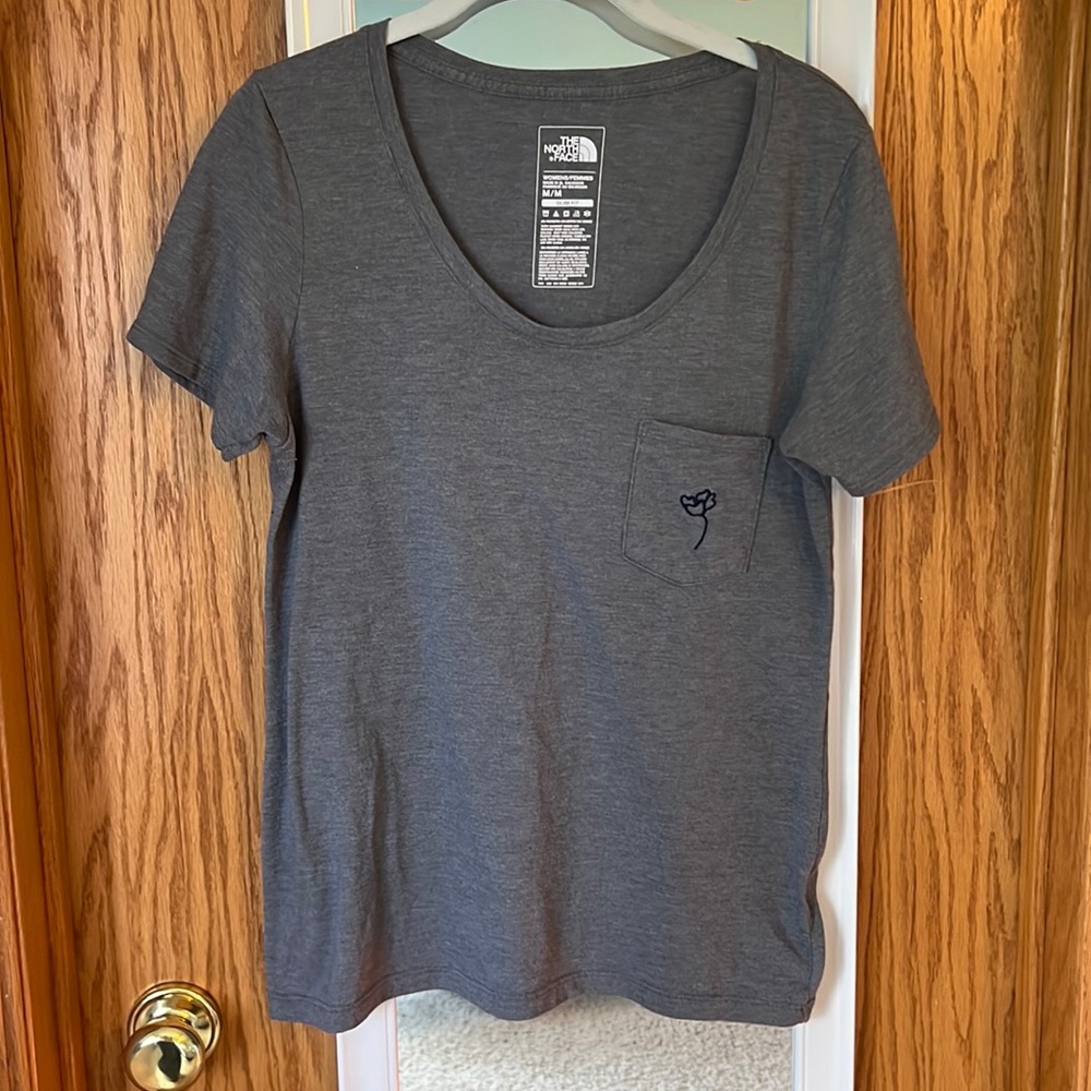 The North Face Grey Top with Pocket Embroidery